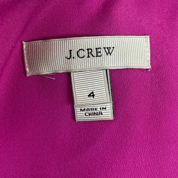 J. CREW Bright Pink Silk Shell Women's Top With Pleated Collar Textured Silk 4 - Picture 7 of 8
